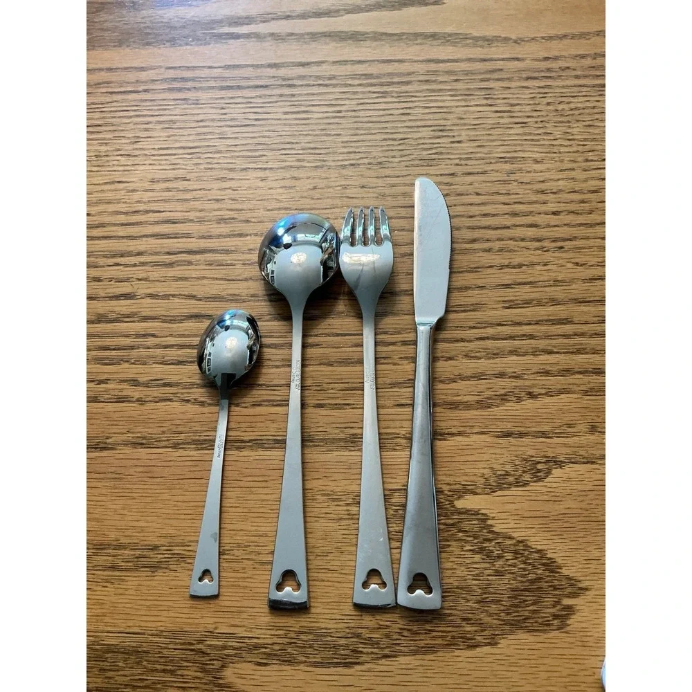 Abert Disney Mickey Mouse Flatware Set 4pc 18/10 Stainless Steel Made in Italy